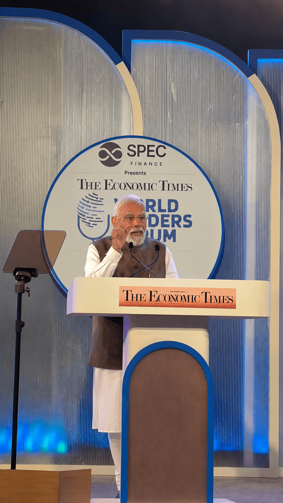 Prime Minister Narendra Modi addressing The Economic Times World Leaders Forum 2026