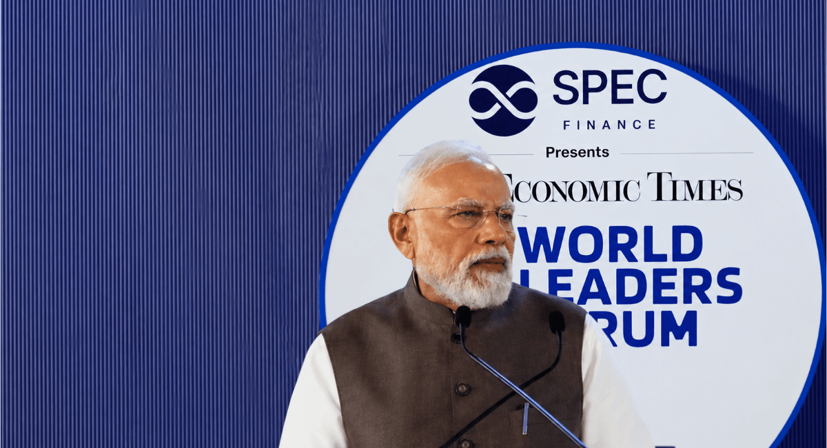 Prime Minister Narendra Modi addressing the ET World Leaders Forum 2026, presented by SPEC Finance