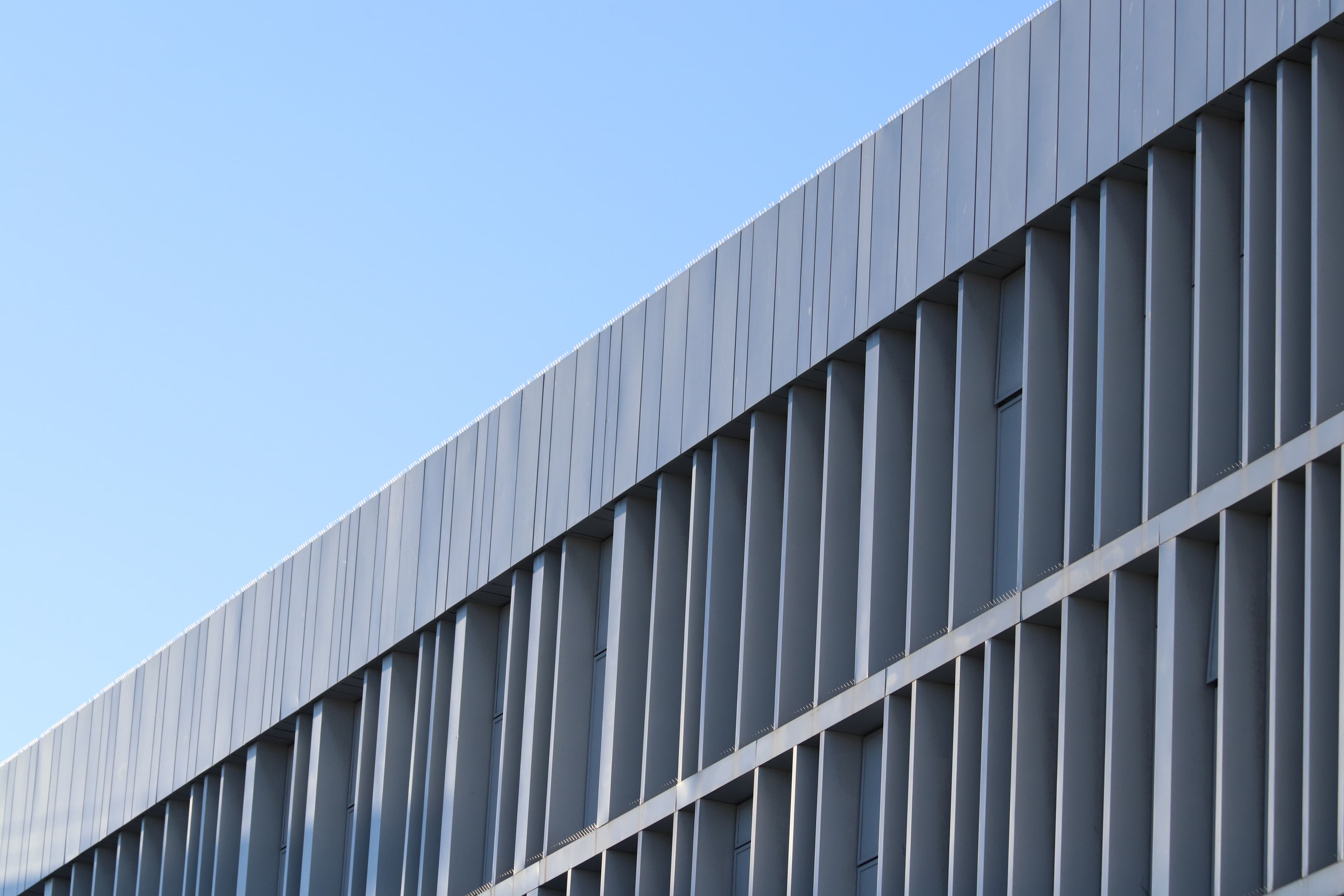 Ribbed facade of a modern corporate building