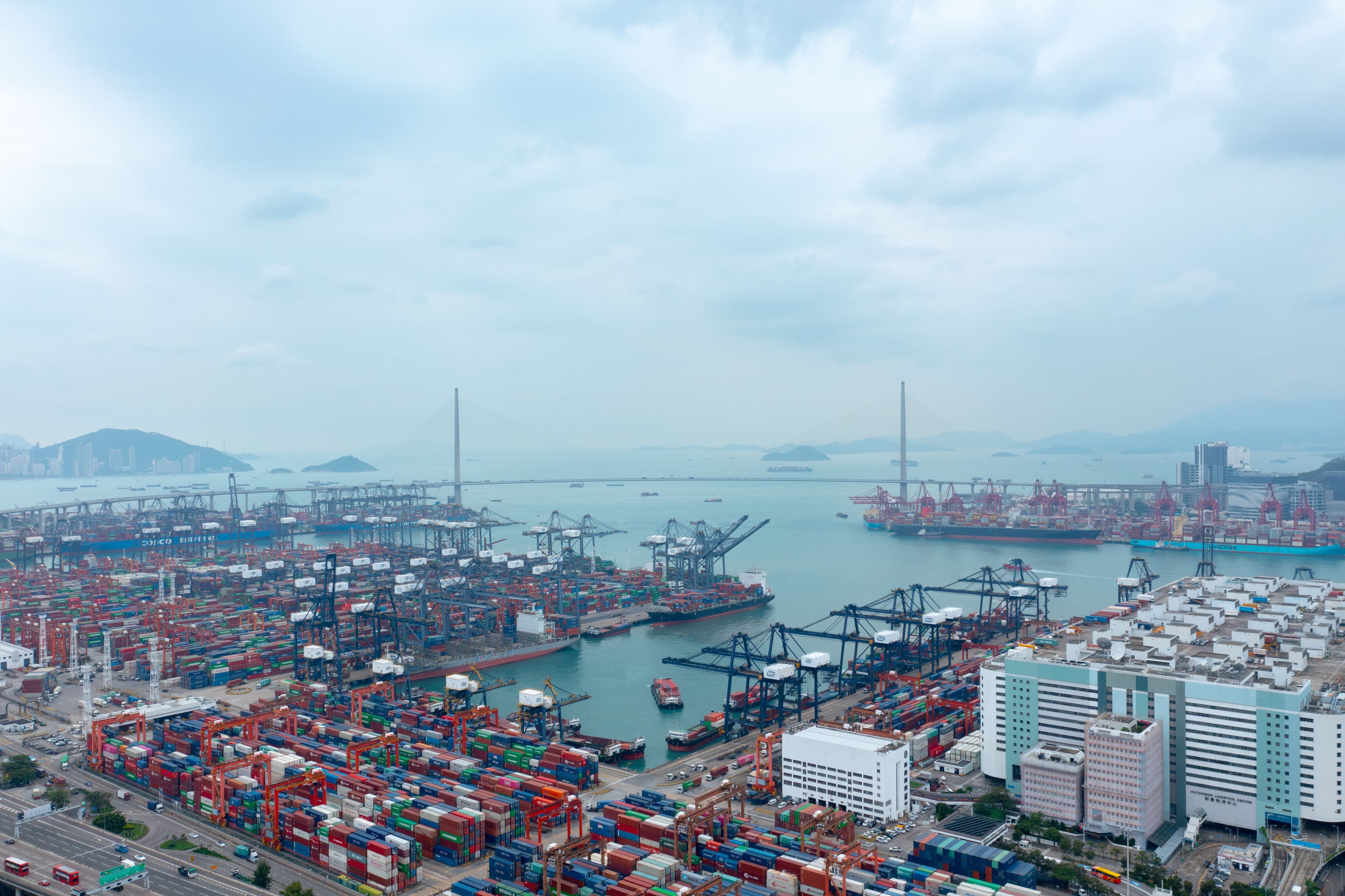 Export shipping — containers at port